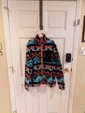 WeSC Multicolor Geometric Print Zip Fleece Jacket M